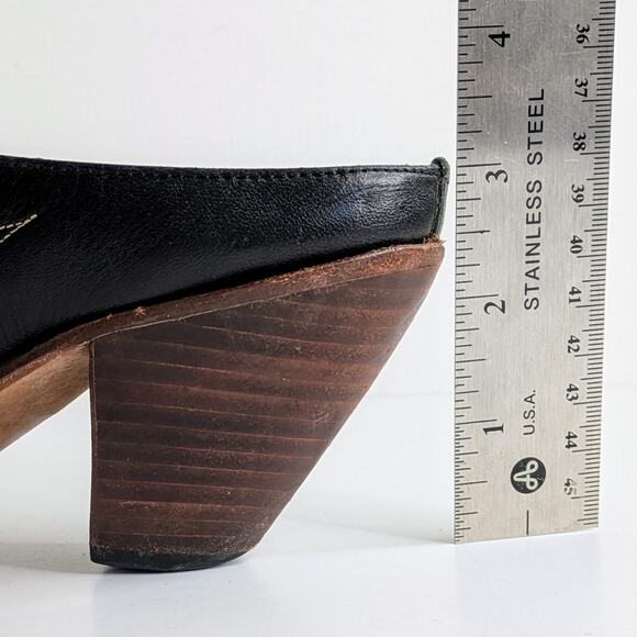 Charlie 1 Horse Shoes Womens 8.5 Black Mules Heels Leather Cowboy Slip On Pointy - Picture 13 of 16